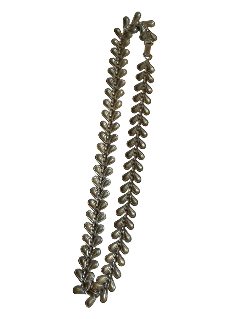 Vintage .925 Silver Leaf Link Necklace